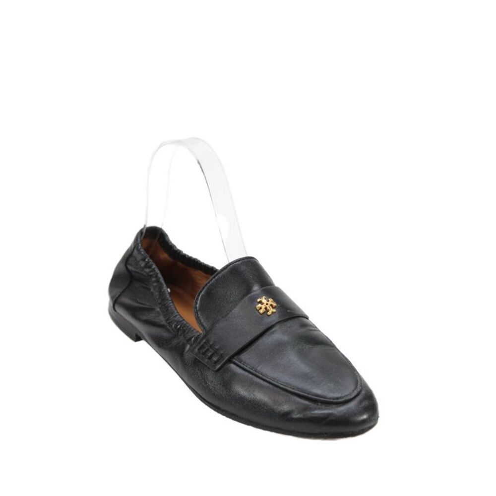 Tory Burch Womens Leather Buckle Logo Ballet Flats Black Size 6